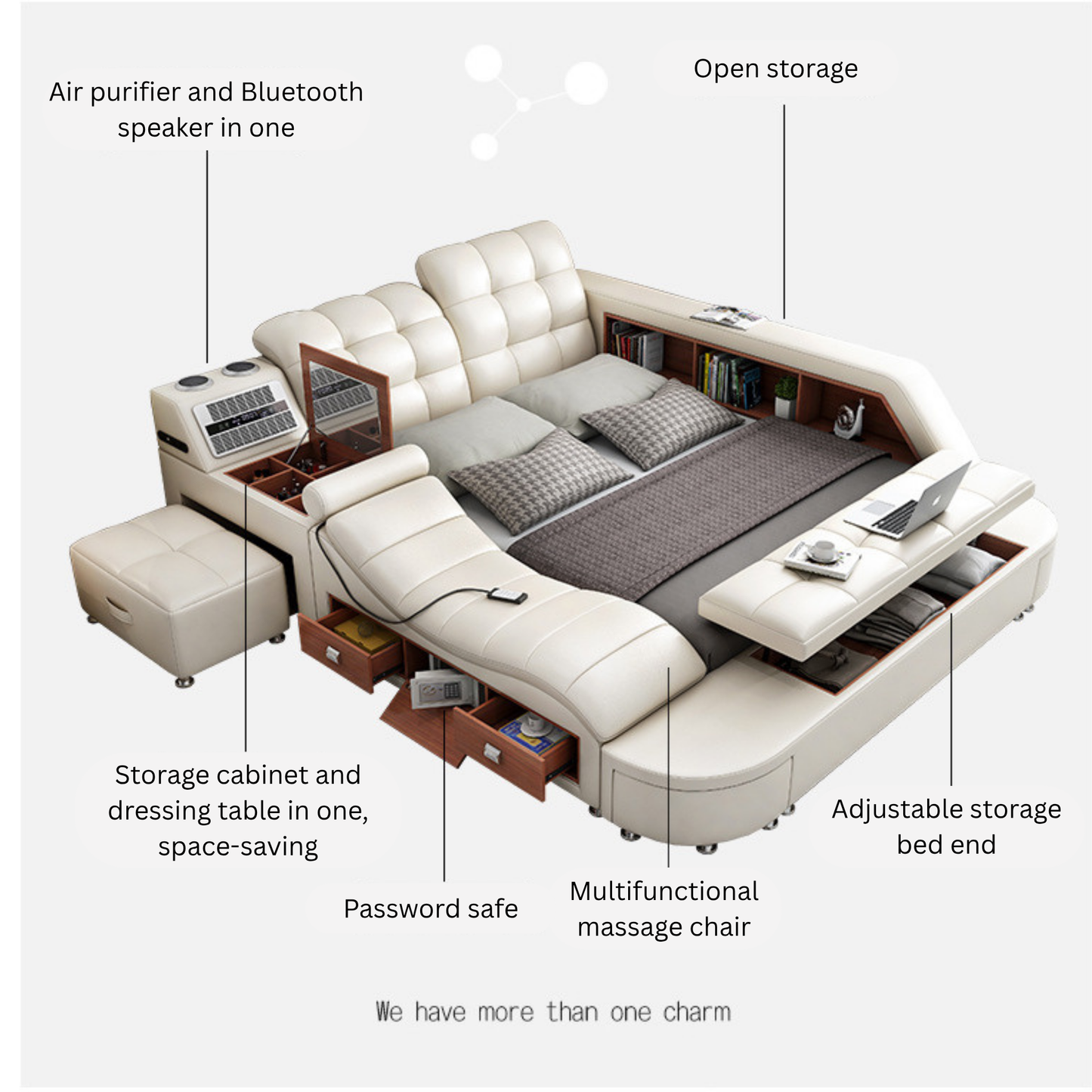 Multifunctional Smart Tech Bed Moonsaire