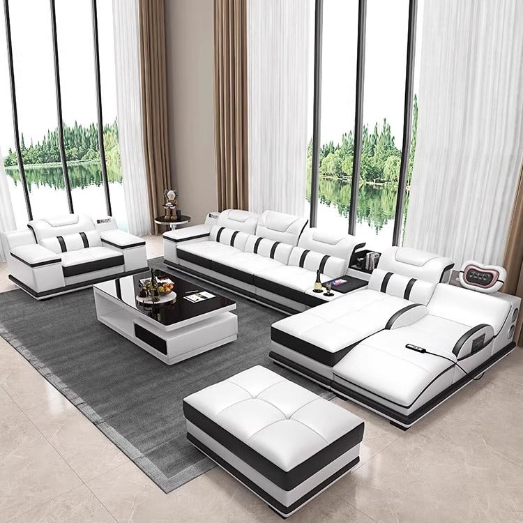 Leather l Shaped Corner Sofa and Bed Settee-Moonsaire