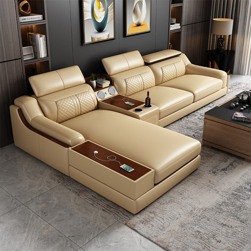 Leather Sectional Sleeper Sofa-Moonsaire