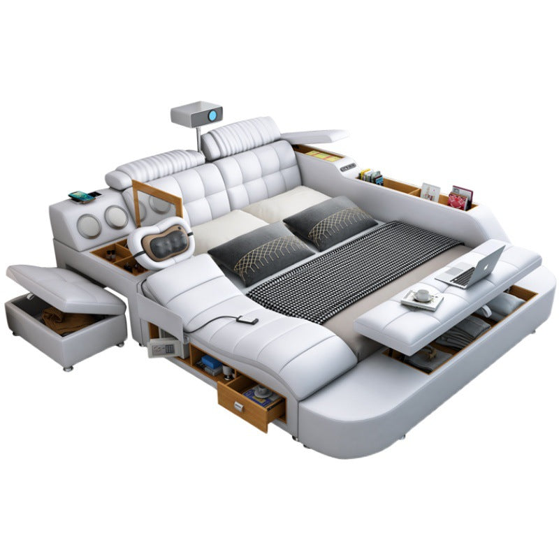 White Smart Bed with Bluetooth Speakers | TV and Massage Bed