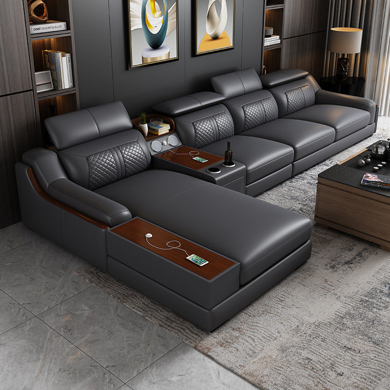 Leather Sectional Sleeper Sofa-Moonsaire