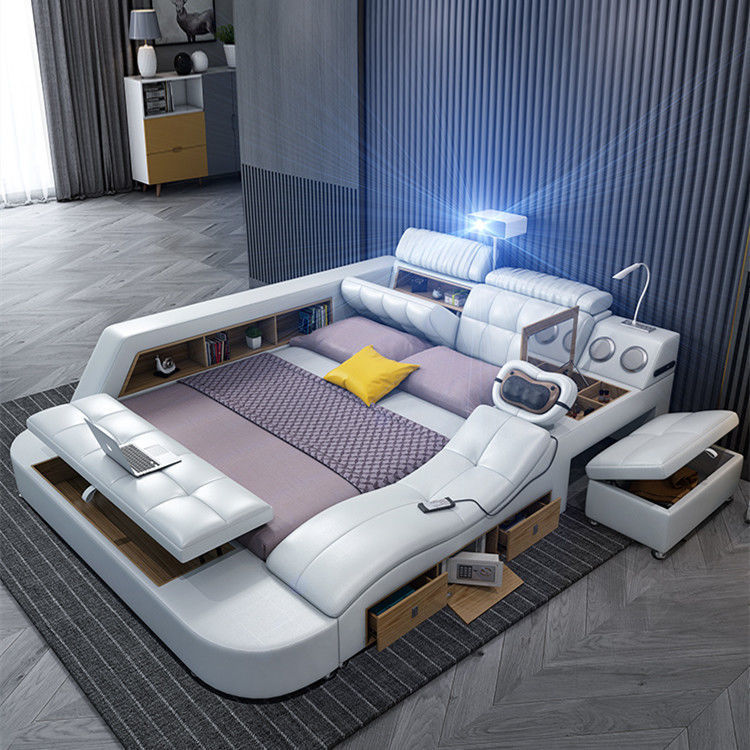 Bed Frame with Massage Bed and Speakers-Moonsaire