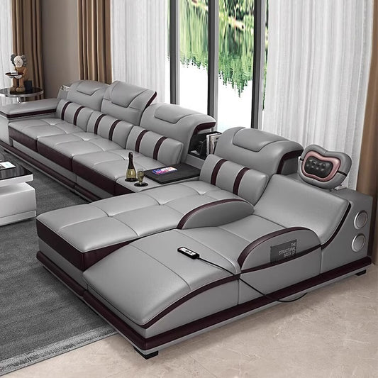 Leather l Shaped Corner Sofa and Bed Settee-Moonsaire