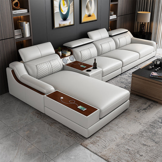 Leather Sectional Sleeper Sofa-Moonsaire
