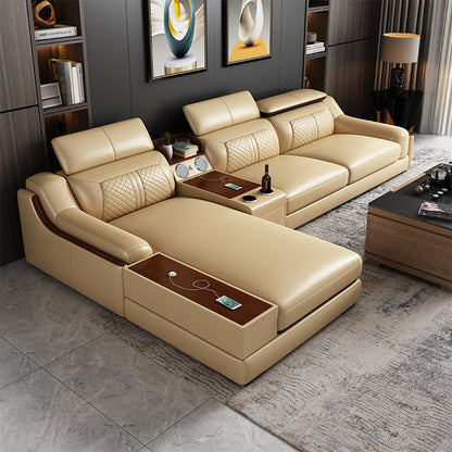 Leather Sectional Sleeper Sofa-Moonsaire