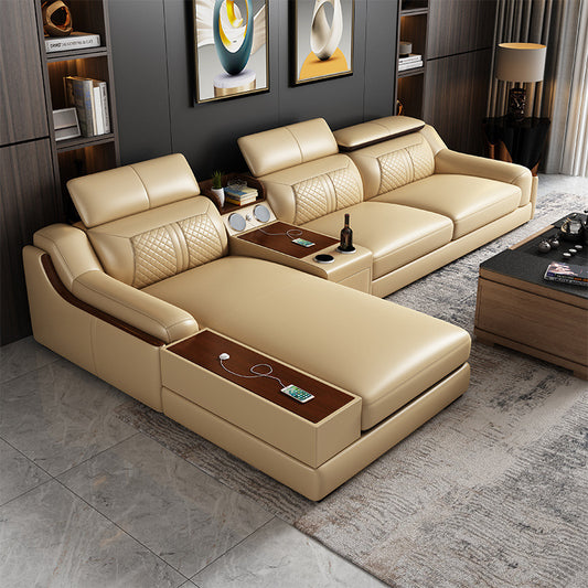 Leather Sectional Sleeper Sofa-Moonsaire