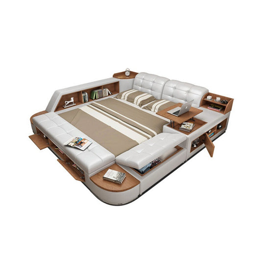 Leather Bed Frame with Storage-Moonsaire