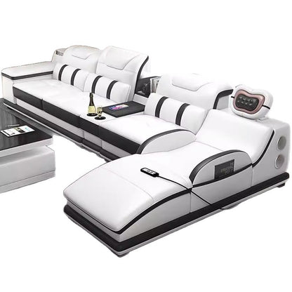 Leather l Shaped Corner Sofa and Bed Settee-Moonsaire
