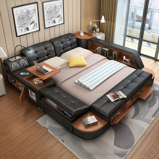 Leather Bed Frame with Storage-Moonsaire