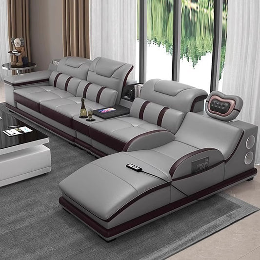 Leather l Shaped Corner Sofa and Bed Settee-Moonsaire