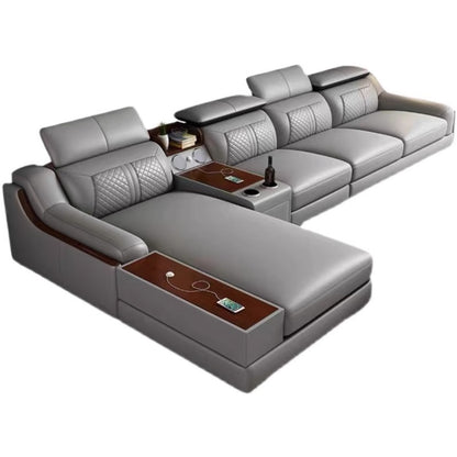 Leather Sectional Sleeper Sofa-Moonsaire